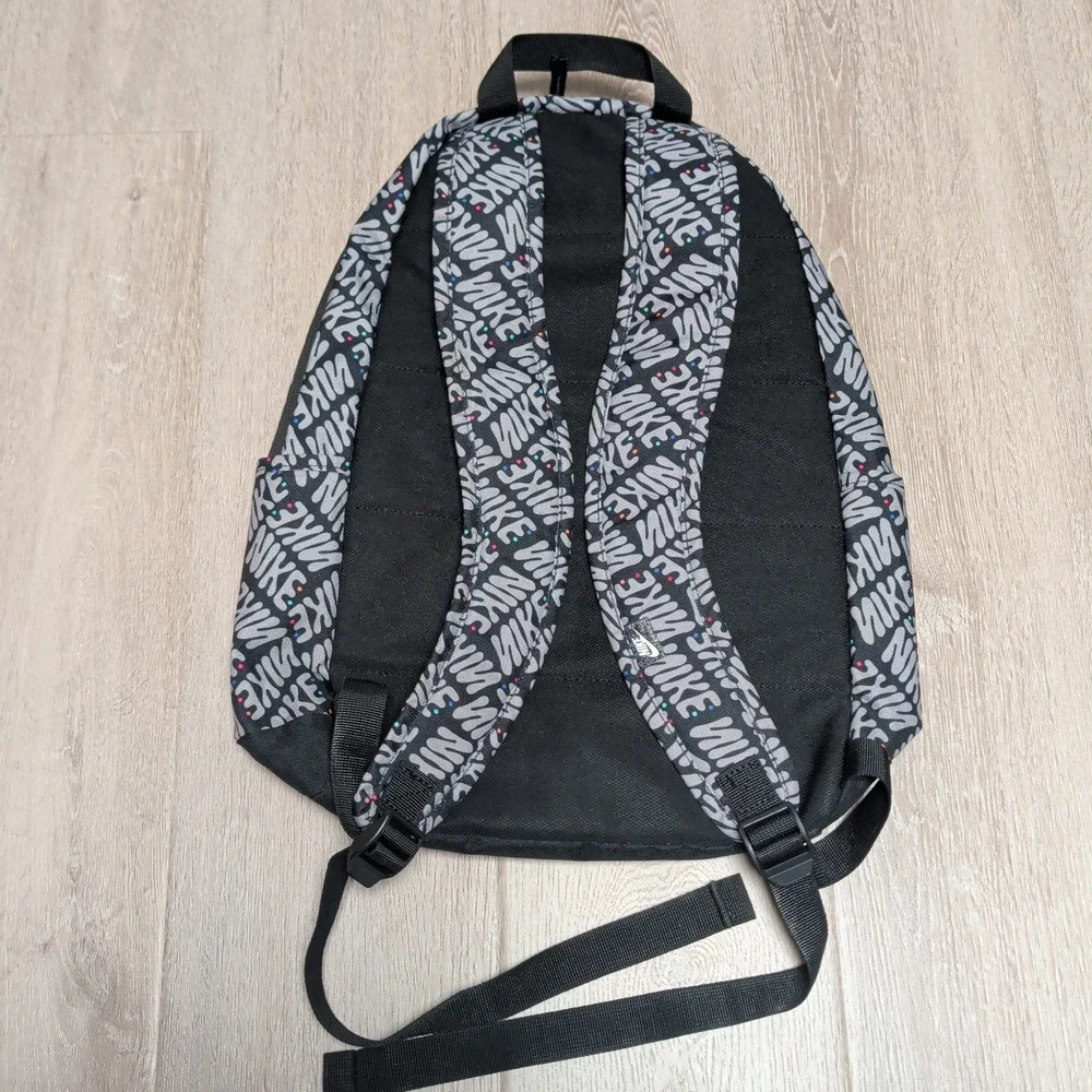 Nike Backpack Unisex OS Youth Black Grey All-Over Logo Print Elemental Bag